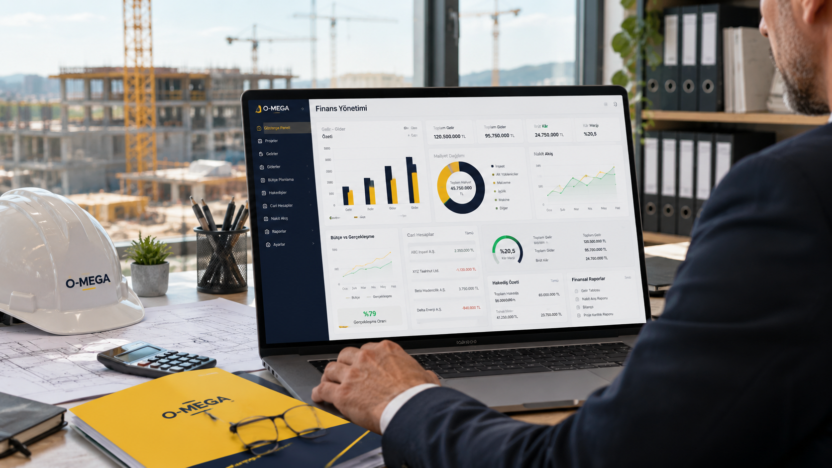 O-MEGA Web finans yönetimi yazılımı ile proje bazlı gelir gider ve maliyet takibi