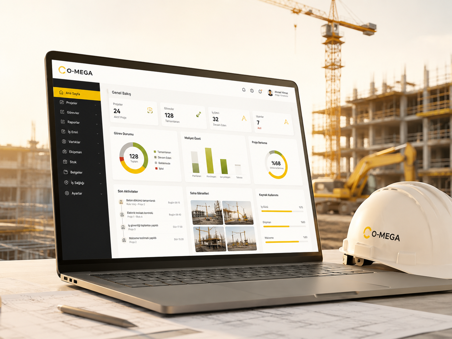 O-MEGA Web dashboard ile dijital şantiye yönetimi