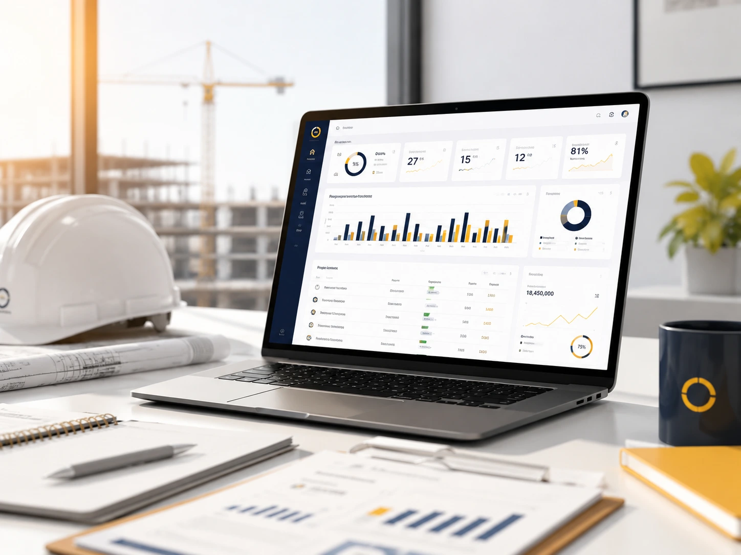 O-MEGA Web raporlar analizler CTA görseli, yönetim dashboard ekranı ve şantiye raporlama süreci