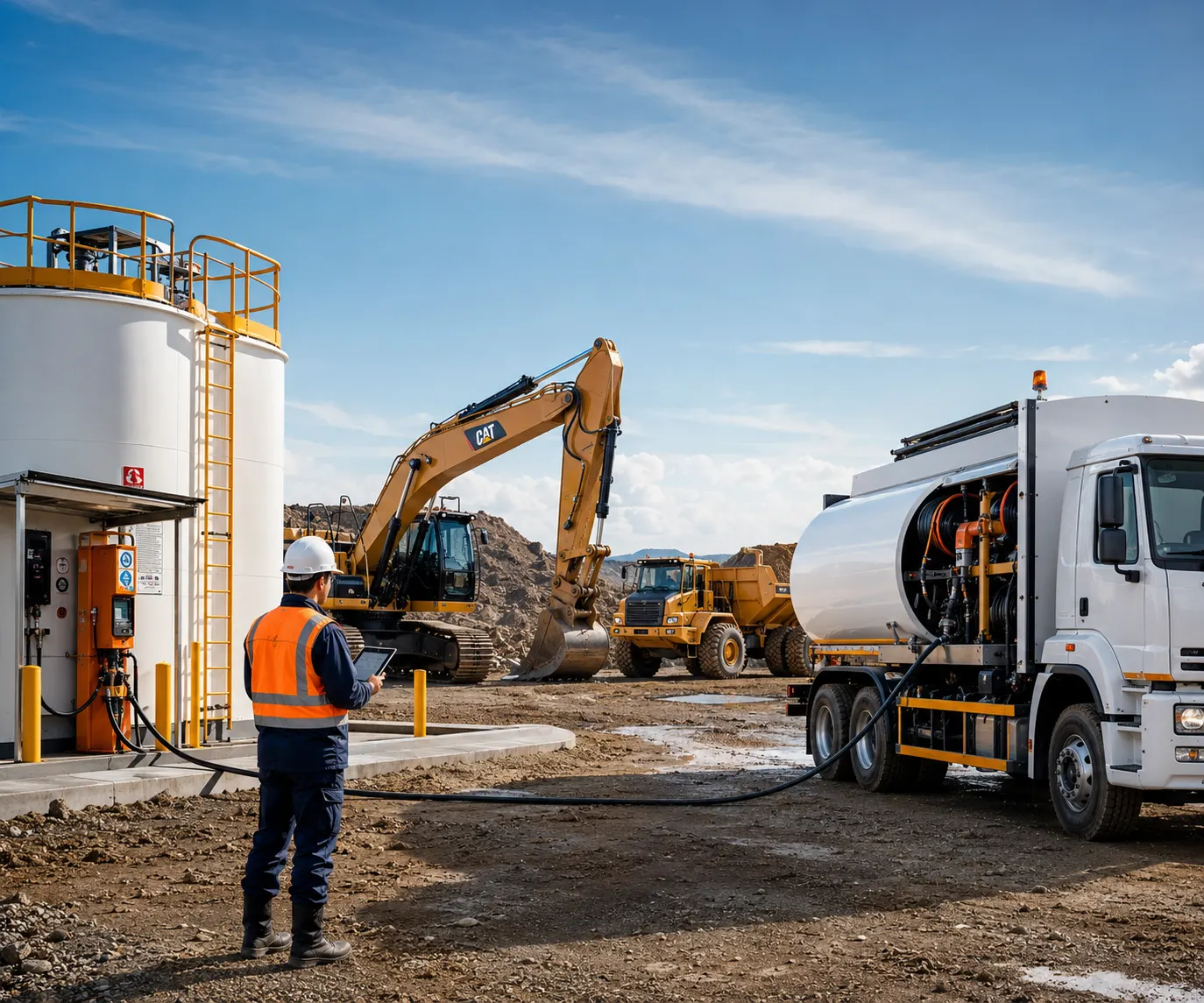 O-MEGA Web akaryakıt yönetimi ile şantiye tankı, tanker, araç ve iş makinesi yakıt operasyonlarının takibi