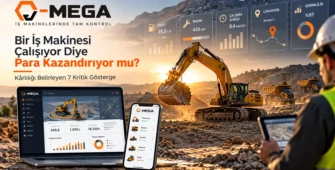 O-MEGA iş makinesi yönetim yazılımı ile şantiyede ekskavatör verimliliği, yakıt tüketimi, bakım ve maliyet analizi